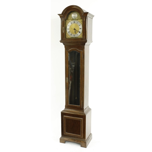 1335 - Oak three train grandmother clock, the 9.25