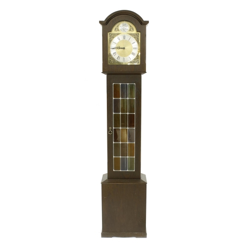 1342 - Contemporary German grandmother clock, the dial signed Tempus Fugit, the case with lead panelled sta... 