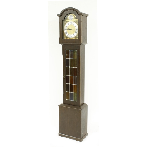 1342 - Contemporary German grandmother clock, the dial signed Tempus Fugit, the case with lead panelled sta... 