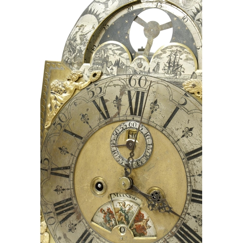 1311 - Dutch eight day longcase clock movement, the 12.25