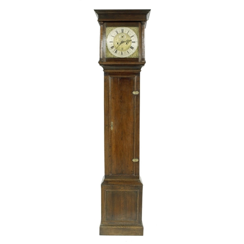 1338 - Oak eight day longcase clock with five pillar movement, the 12