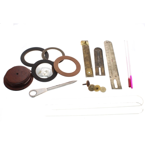 1073 - Various barometer parts including hands, turned buttons and knobs, tubes, scales and other fittings... 