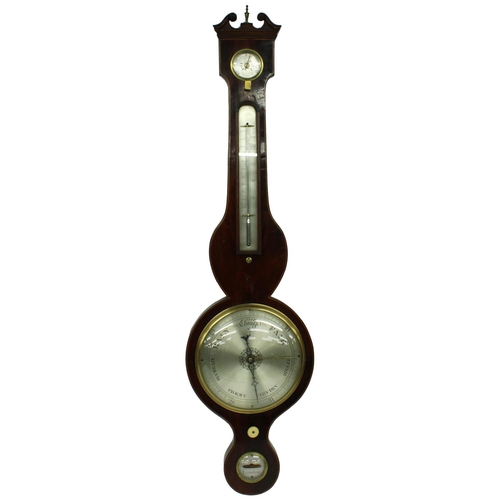 1075 - Mahogany four glass wheel barometer signed Cetti, London, the principal 8