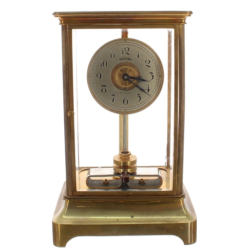 1103 - Good Regina (Holden) four glass brass electric mantel clock, the 3.5