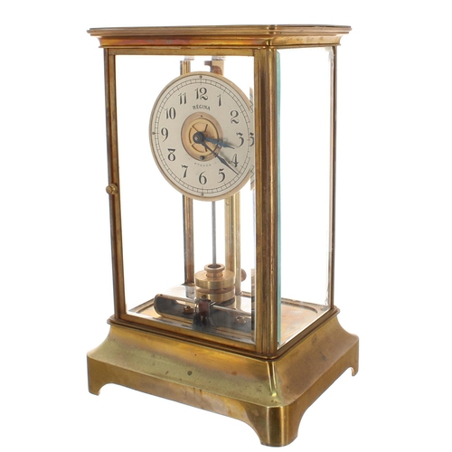 1103 - Good Regina (Holden) four glass brass electric mantel clock, the 3.5