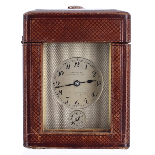 1128 - Fine small and unusual French repeater carriage clock with alarm, the movement backplate signed L. L... 