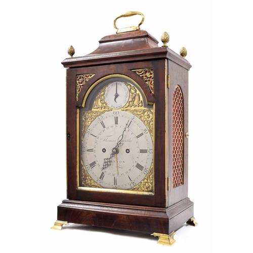 1155 - Good English mahogany double fusee bracket clock, the 7