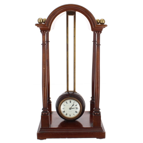 1157 - Good mahogany saw tooth gravity clock, the 2.25