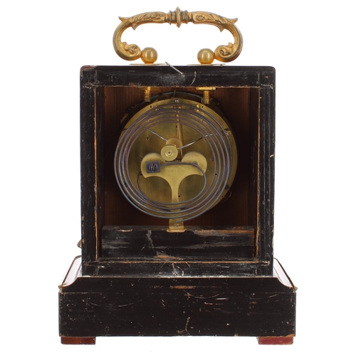 1158 - Rare small Austrian rosewood three train mantel clock, the movement with pull repeat and striking on... 