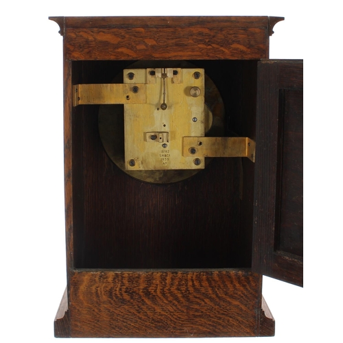 1231 - Good oak cased RAF single fusee mantel clock, the movement back plate inscribed SM & Co. 1939, 1... 