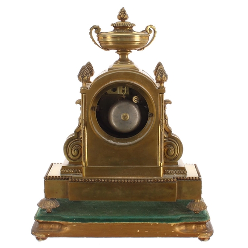 1232 - French ormolu and porcelain mounted two train mantel clock, the 3.5