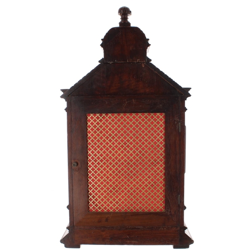 1240 - Mahogany two train mantel clock and original matching bracket, the movement striking on a gong, the ... 