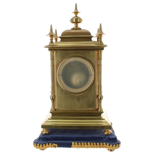 1245 - Good and attractive French ormolu and champleve two train mantel clock, the movement back plate stam... 