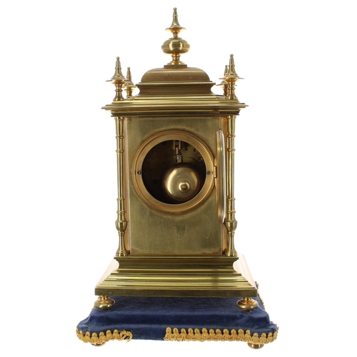 1245 - Good and attractive French ormolu and champleve two train mantel clock, the movement back plate stam... 