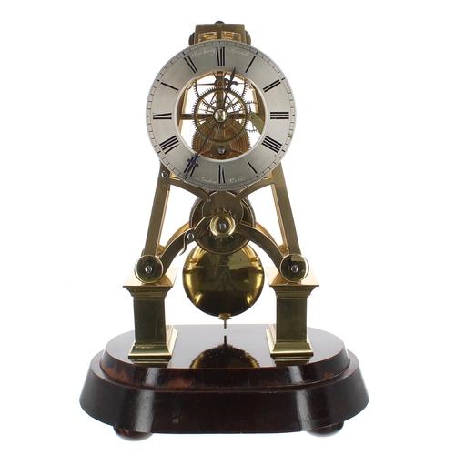 1263 - Good brass single fusee skeleton clock, the 5