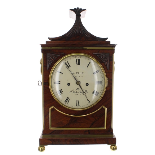 1270 - English rosewood double fusee bracket clock, the movement back plate singed Thwaites & Reed, Cle... 