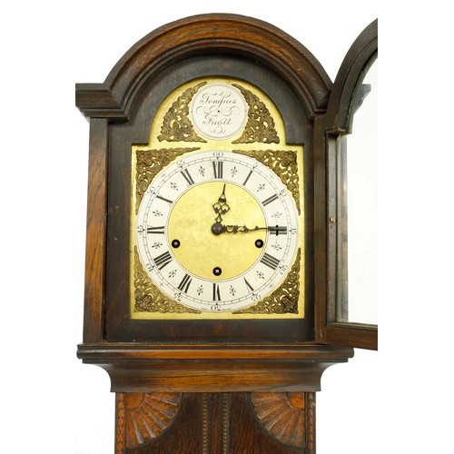 1324 - Good oak three train grandmother clock, the 8