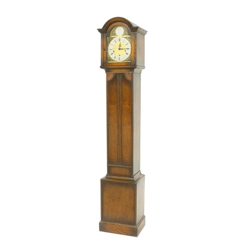 1324 - Good oak three train grandmother clock, the 8