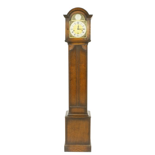 1324 - Good oak three train grandmother clock, the 8