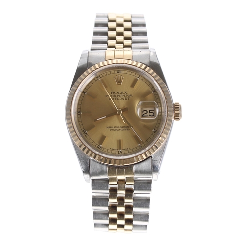 64 - Rolex Oyster Perpetual Datejust gold and stainless steel gentleman's wristwatch, ref. 16233, serial ... 