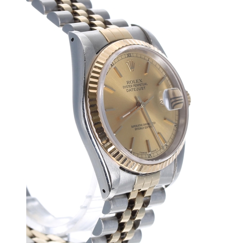 64 - Rolex Oyster Perpetual Datejust gold and stainless steel gentleman's wristwatch, ref. 16233, serial ... 