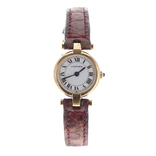 90 - Cartier Ronde 18ct lady's wristwatch, serial no. 660101xxx, circa 1987, white Roman numeral dial, sa... 