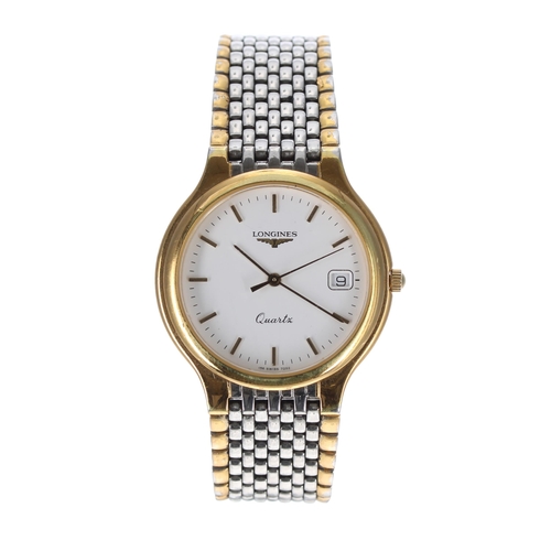 98 - Longines Flagship quartz two-tone gentleman's wristwatch, ref. 7292, serial no. 255988xx, white dial... 