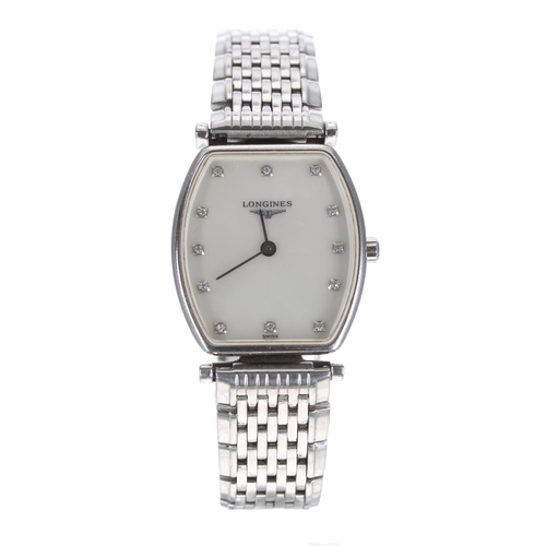 101 - Longines La Grade Classique diamond set lady's stainless steel wristwatch, ref. L4.205.4, serial no.... 