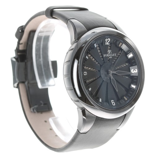 132 - Perrelet Turbine XS automatic stainless steel and black PVD lady's wristwatch, ref. A2046, no. A01xx... 