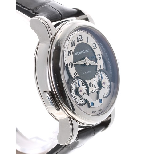 147 - Montblanc Nicolas Rieussec GMT chronograph automatic stainless steel gentleman's wristwatch, ref. 71... 