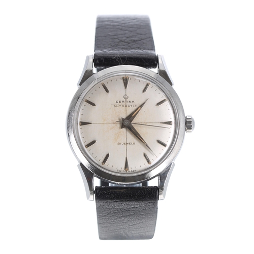 157 - Certina automatic stainless steel gentleman's wristwatch, ref. 28001-1, circular silvered dial with ... 