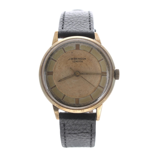 160 - J.W. Benson 15ct automatic gentleman's wristwatch, import hallmark for London 1958, the movement sig... 