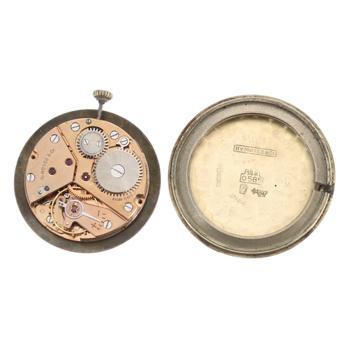 164 - Hy. Moser & Cie 14ct gentleman's wristwatch, case serial no. 1621xxx, silver dial with Arab... 