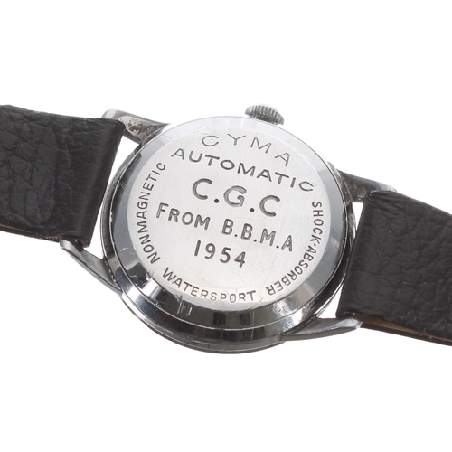 174 - Cyma automatic stainless steel gentleman's wristwatch, circa 1950s, silvered dial with gilded Arabic... 