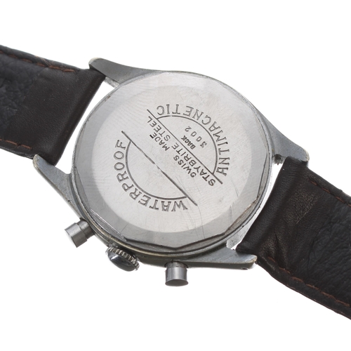 178 - Lorton Watch Co chronograph stainless steel gentleman's wristwatch, circa 1950s, signed silvered dia... 