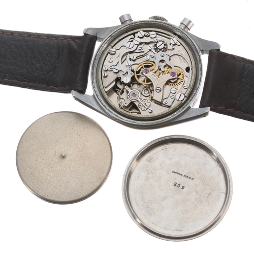 178 - Lorton Watch Co chronograph stainless steel gentleman's wristwatch, circa 1950s, signed silvered dia... 