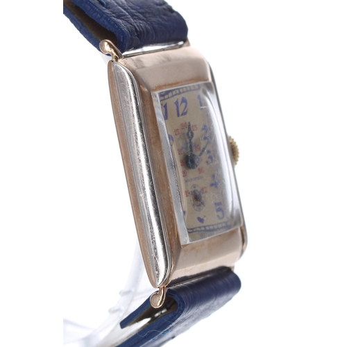 195 - Rotary Maximus 9ct rectangular wire-lug gentleman's wristwatch, import hallmarks Glasgow 1931, recta... 