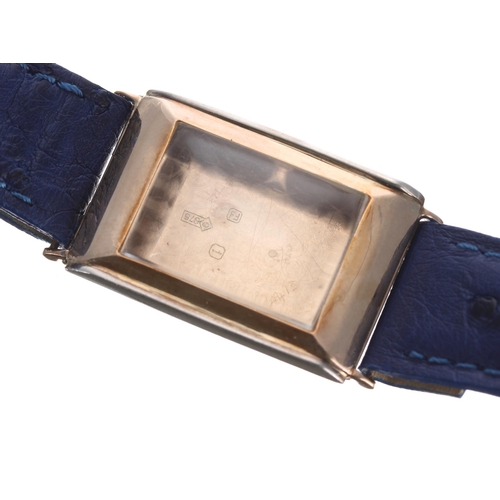 195 - Rotary Maximus 9ct rectangular wire-lug gentleman's wristwatch, import hallmarks Glasgow 1931, recta... 