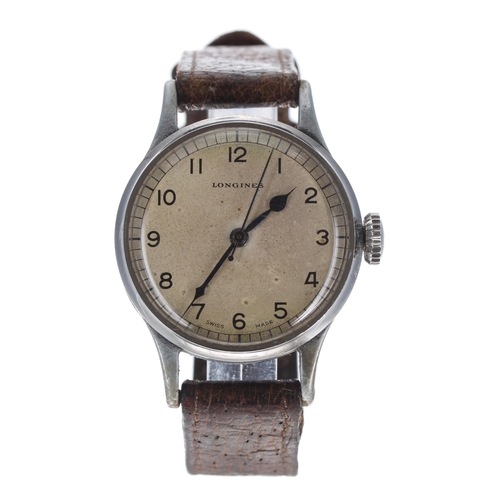 202 - Longines British Air Ministry pilots stainless steel wristwatch, serial no. 6610xxx, circa 1943, sig... 