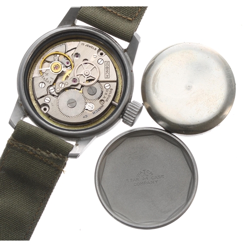 208 - Bulova A-17A US Military navigator's  wristwatch, circa 1950s, the signed black dial with Arabic num... 