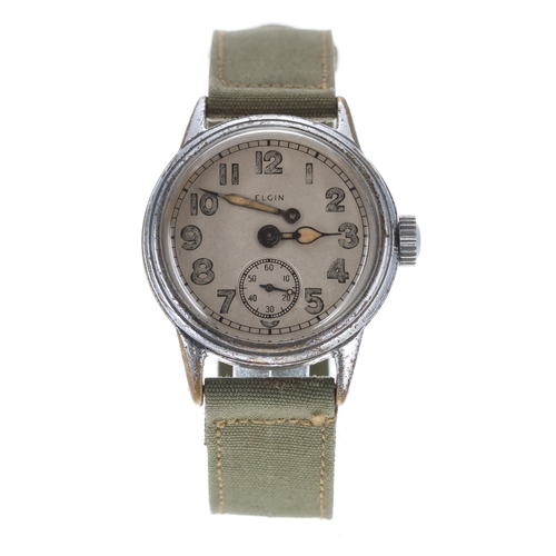 209 - Elgin US Ordnance Department nickel cased and stainless steel wristwatch, signed silvered dial with ... 