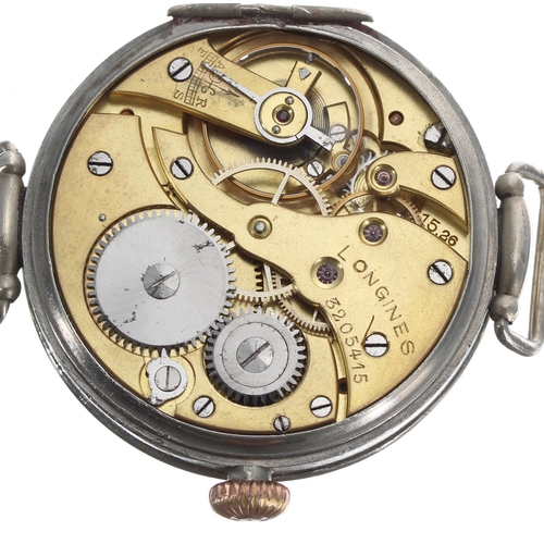 219 - Longines oversized officer's swing wire-lug trench watch, serial no. 3205xxx, circa 1914, the signed... 