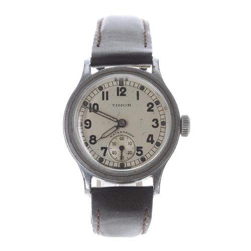 226 - Timor WWII Military ATP issue stainless steel gentleman's wristwatch, silvered dial with Arabic nume... 