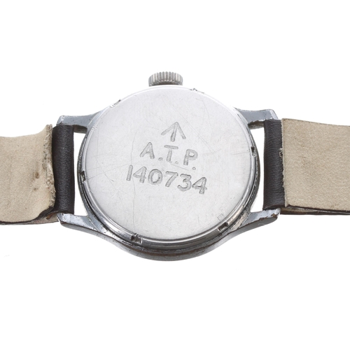 226 - Timor WWII Military ATP issue stainless steel gentleman's wristwatch, silvered dial with Arabic nume... 