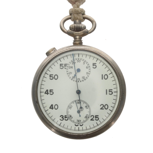 232 - Royal Navy Patt 4 nickel cased split seconds stopwatch, lever movement, the dial with split centre s... 