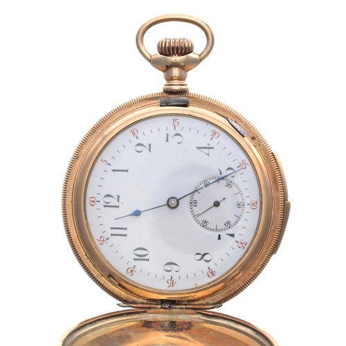 246 - Gold plated quarter repeating lever set hunter pocket watch, unsigned movement with compensated bala... 