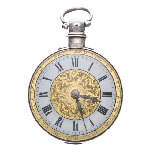 248 - Early 19th century English 'motto dial' silver pair cased verge pocket watch, Birmingham 1825, the f... 