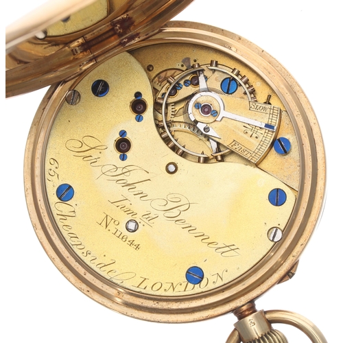 250 - Sir John Bennett, London 18ct lever pocket watch, London 1894, signed three-quarter plate movement, ... 