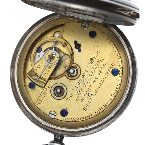 251 - J.W. Benson silver fusee lever pocket watch, London 1885, 'The Ludgate Watch' three quarter plate mo... 