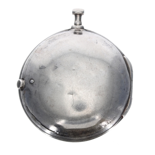 706 - Late 18th century silver pair cased verge pocket watch in need of repair, the fusee movement signed ... 